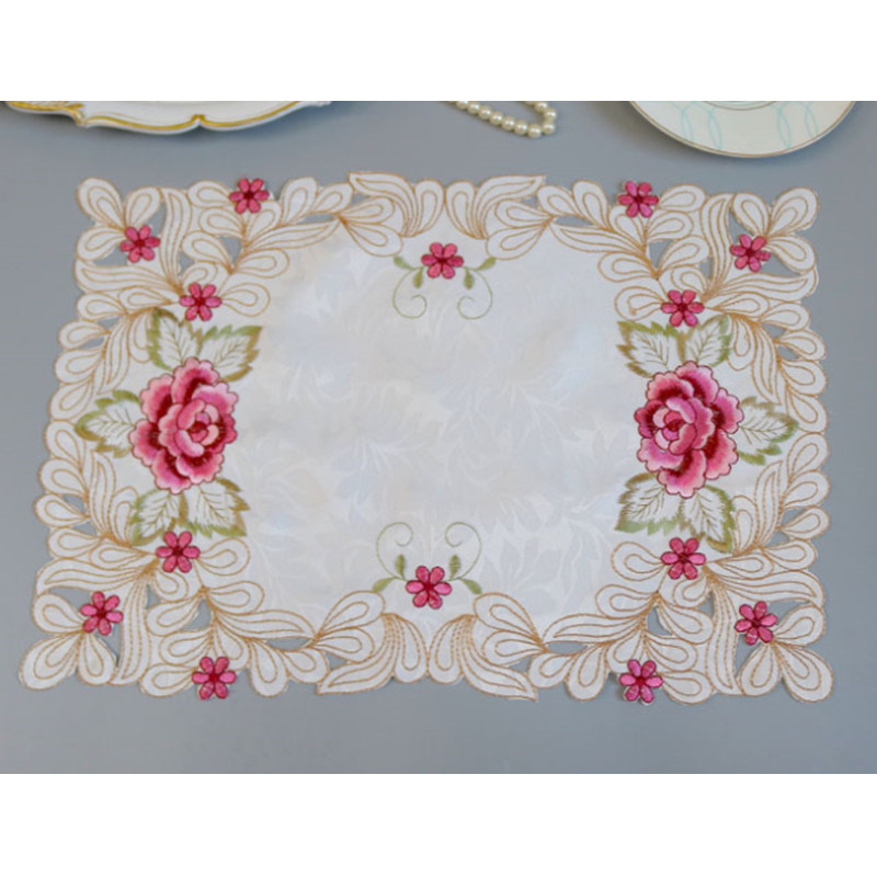 Mantel de encaje moderno individual bordado para mesa salvamanteles de tela, taza, té y café, posavasos, tapete de cristal para bebidas, cocina de Navidad