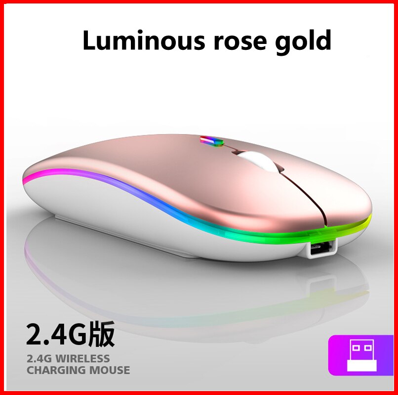 Wireless Silent Mouse LED Backlit Rechargeable USB Ergonomic Optical Gaming Desktop PC Laptop: Yellow