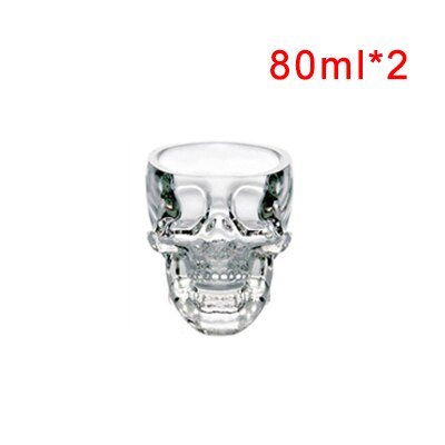 Crystal Glass Skull Head Shot Transparent Champagne Cocktails Beer Coffee Wine Bottle Cups Set Drinking Containers Tequila Cup: 2xcup 80ml