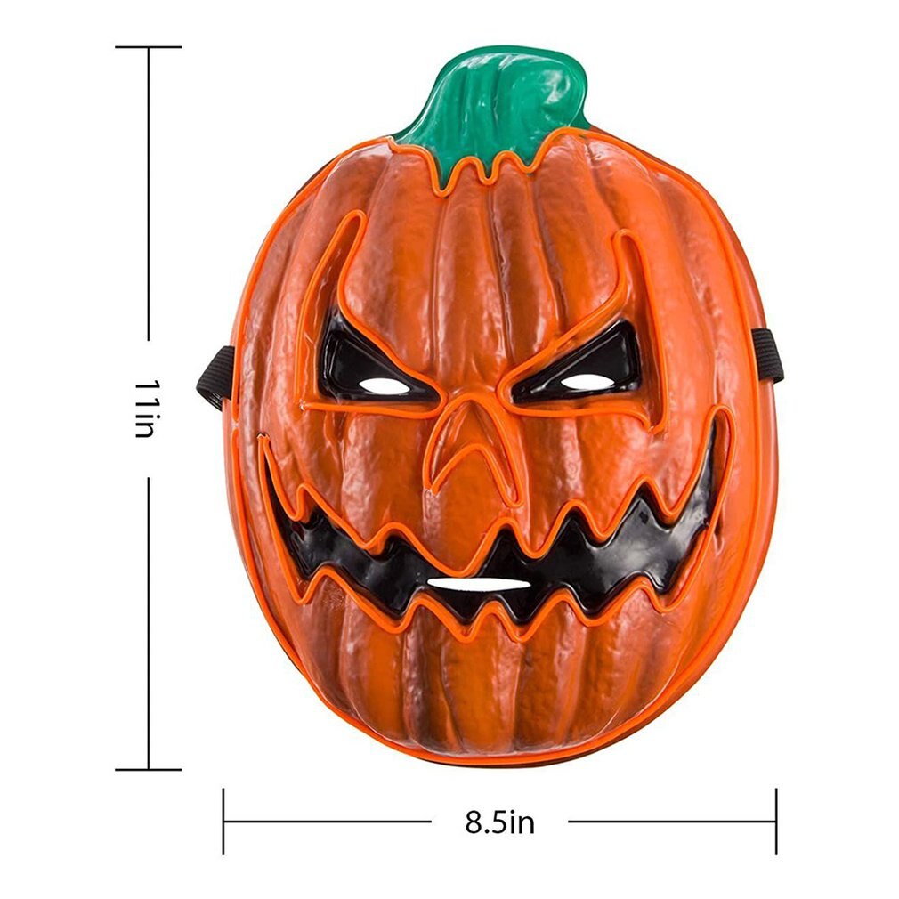 Skrämmande halloween led pumpa mask tänd mask för halloween festival fest mask för män kvinnor och barn