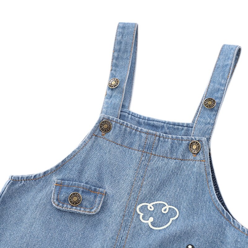 Pantalones vaqueros para niños y niñas, peto con patrón de jirafa de dibujos animados, a la , de 1 a 4 años, para verano y otoño