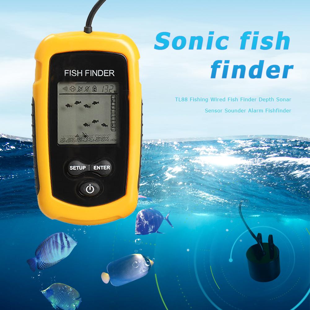 TL88 Vissen Bedraad Fishfinder Diepte Sonar Sensor Sirene Alarm Fishfinder Lokken Echolood Vissen Finder Lake Zee Vissen