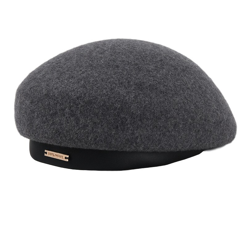 100%  ullfilt basker kvinnor enfärgad mössa franska mössa varma damer vinter mössa retro stil kyrka bröllop fascinator hattar: Grå