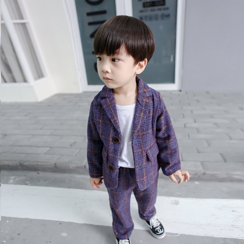 Inghilterra Stile del Vestito dei bambini 2 Pcs Del Bambino Boys & Girls Primavera Autunno Nuovo Plaid Capretti del Vestito casual Vestiti Set giacca sportiva del Cappotto + Pantaloni X76