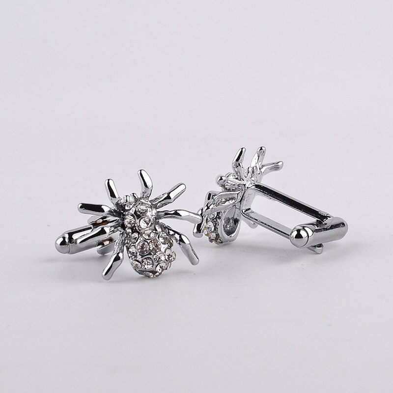 Mens Cufflinks Brand Animal Full Crystal Spider Cuff Button French Wedding Business Cuff Links For Men