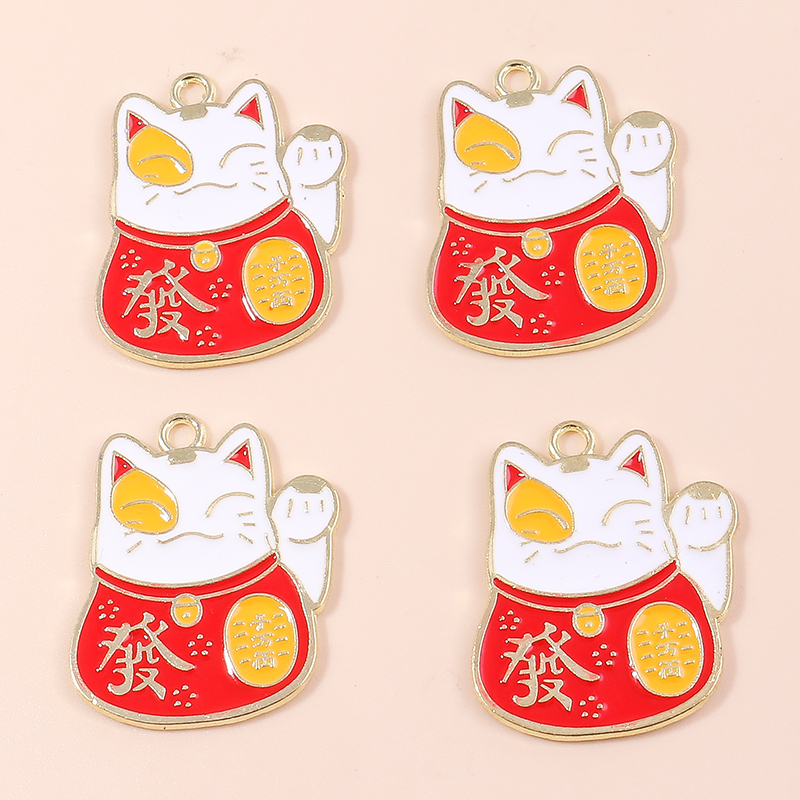 10 pezzi adorabili ciondoli cinesi fortunati per gatti per la creazione di gioielli fatti a mano fai da te simpatici ciondoli animali ciondoli collane orecchini accessori: Argento placcato