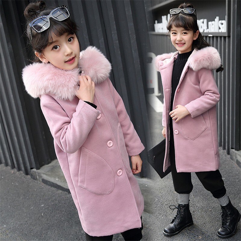 nouvelles filles à manches longues Hoode vêtements coupe-vent printemps automne hiver vêtements laine manteau enfants veste de mariage Outwear parka