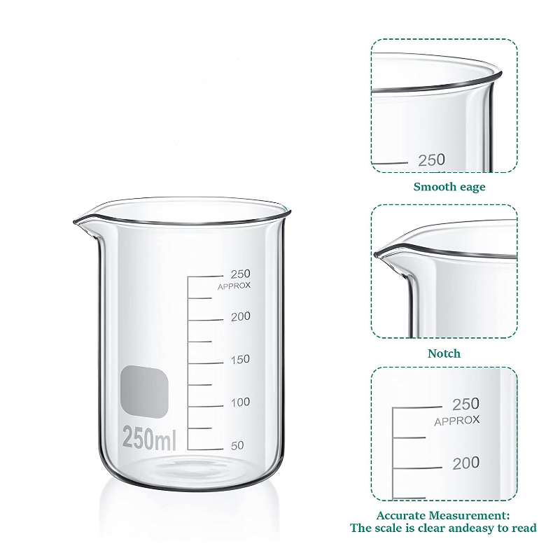 Vaso de vidrio Pyrex de 3000ml-5ml, vasos graduados de GG-17 de borosilicato, vasos medidores de química de vidrio