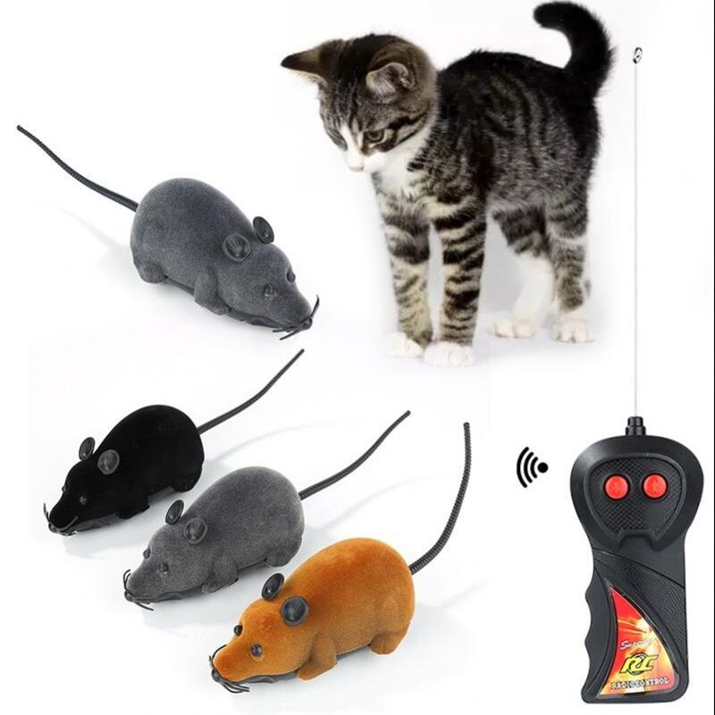 Lindo inalámbrico RC rata ratón gato mascotas de juguete del ratón para gatos jugando masticar para gatos de infrarrojos de Radio Control