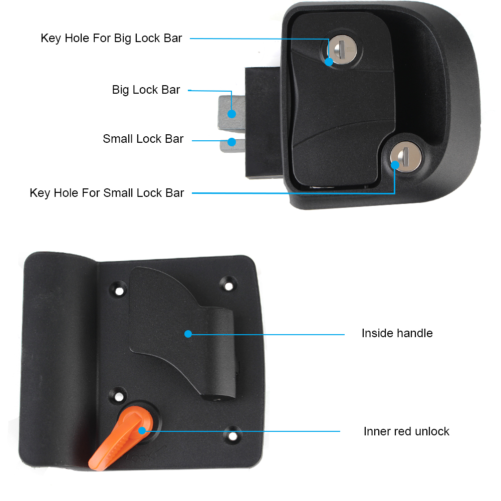 Double Open Door Lock RV Door Lock Replacement RV Camper Trailer Entry Door Lock Door Latch Handle with Keys Camper Accessories
