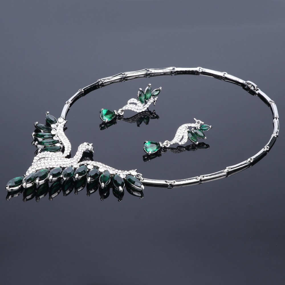 Wedding Bridal Jewelry Sets Peacock Necklace Earrings Set Party Prom Wedding Accessories Decoration