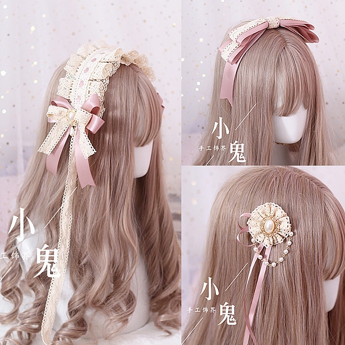 Lolita hårbånd sløjfe blonde sideclips sen kvinde hårnål hårbånd hovedbeklædning lolita kc pandebånd hår tilbehør