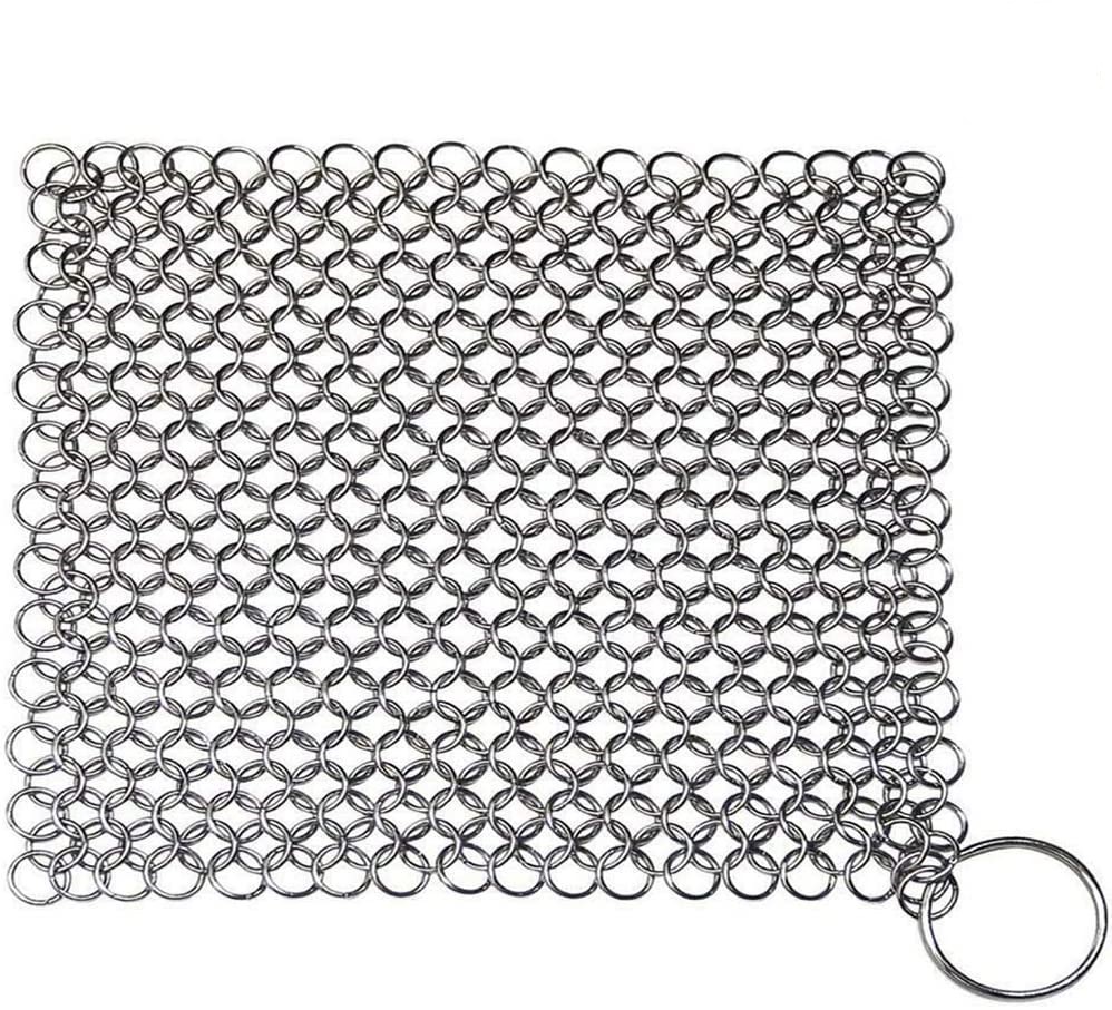 8"x6" Stainless Steel Cast Iron Cleaner 316L Chainmail Scrubber for