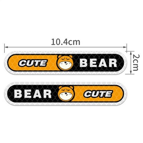 4pcs Cartoon Monkey Reflective Sticker Car Decal Frog Bear Animal Safety Warn Tape Scratch Modification Made with 3M: Bear