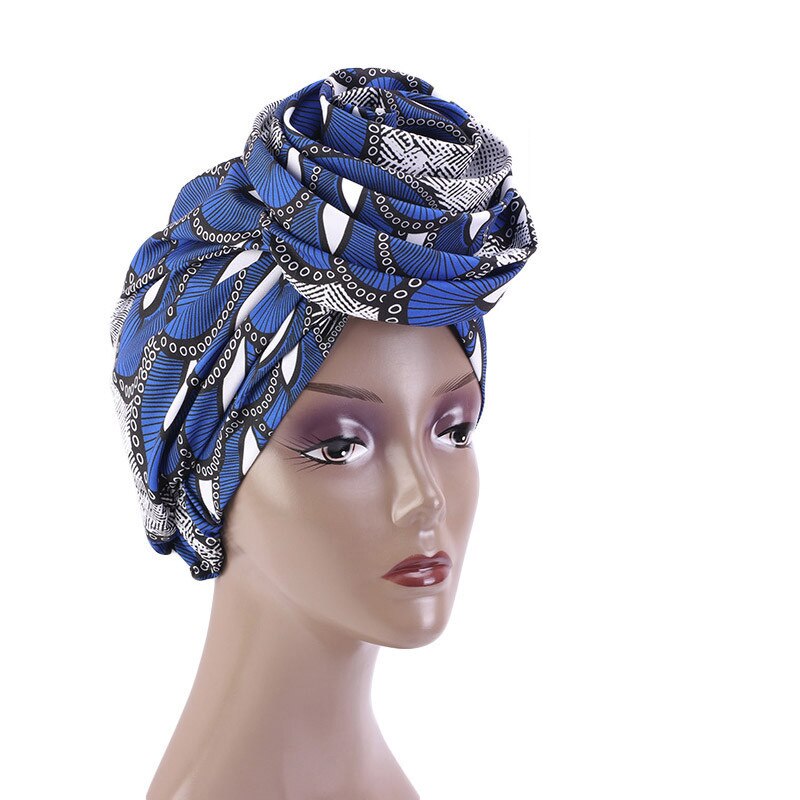 Bonnet Women African Floral Print Ankara Bonnet Hat Ladies Turban Big Flower Cap Head Scarf Beanies Wrap Indian