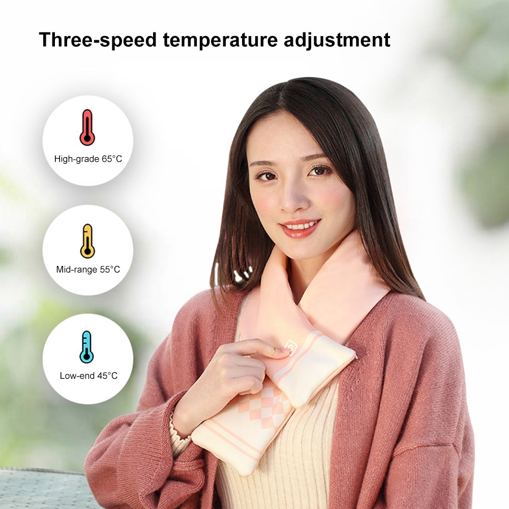 3 Levels Graphene Heated Scarf Winter USB Electric Heated Warm Shawl ...