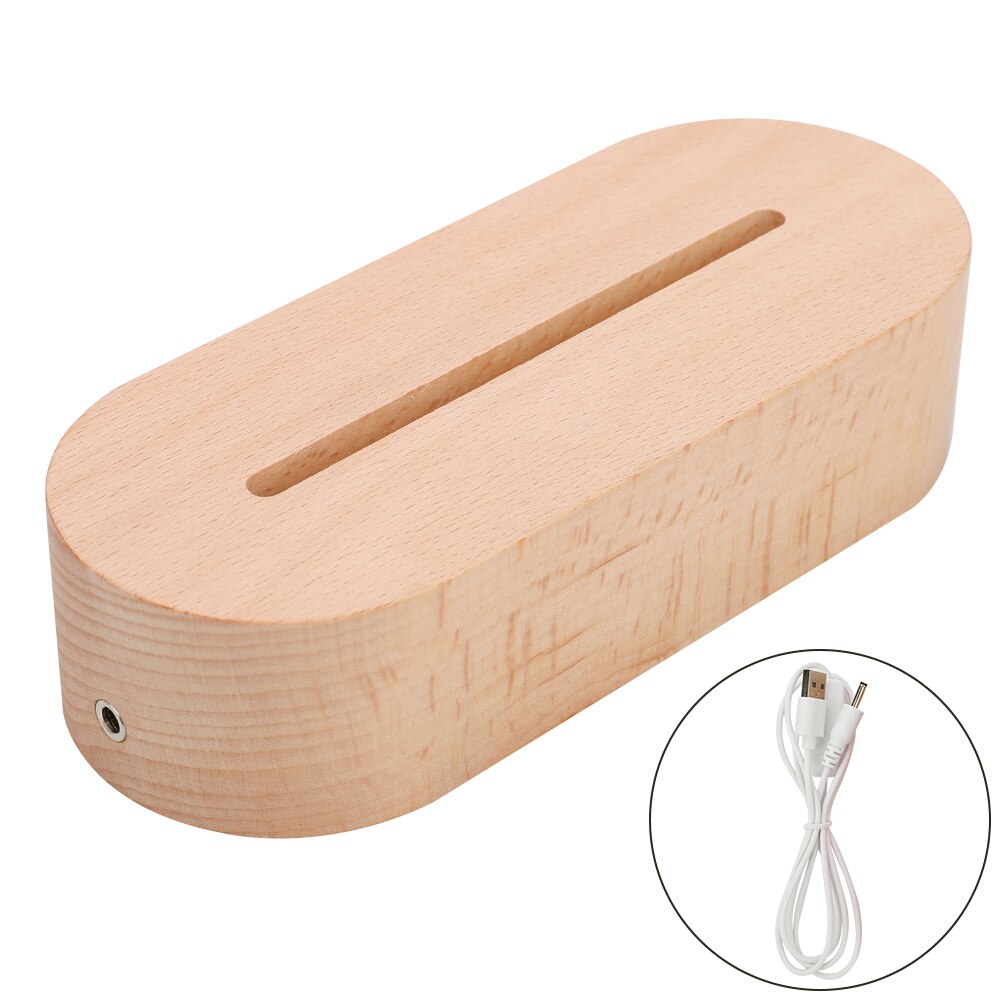 Base de lámpara de madera 3D para mesa, Base de luz LED de noche para soporte de lámpara cálido acrílico, accesorios de iluminación, Base ensamblada a granel, 5 unids/set por juego: Round Square  USB