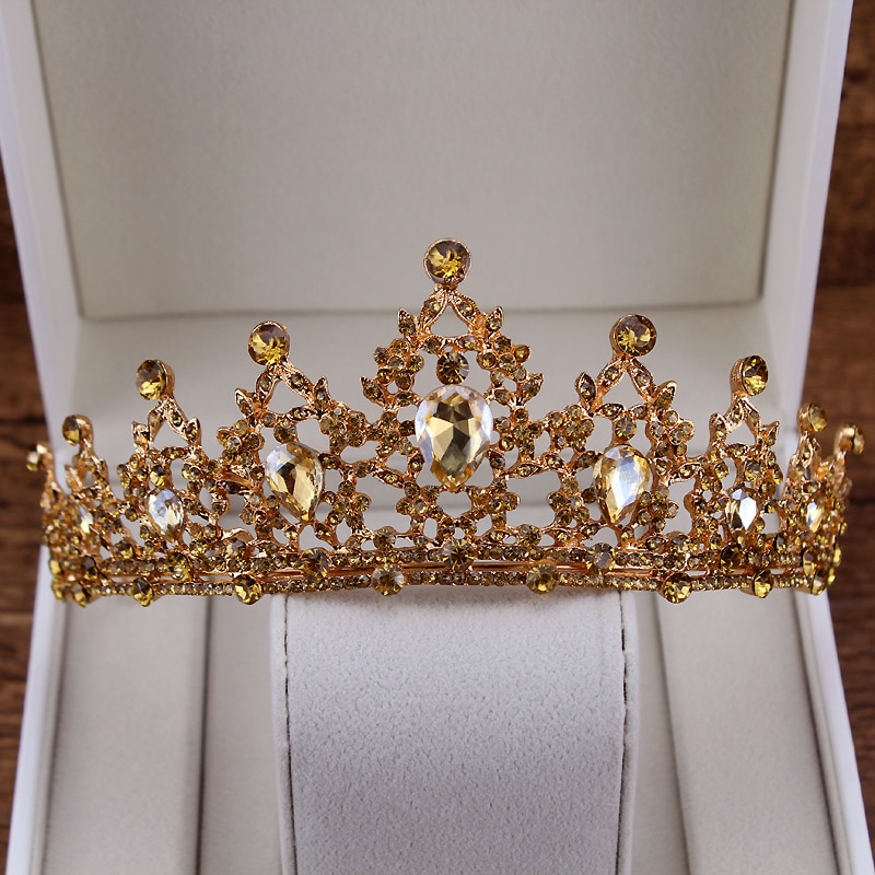 Barock Luxus Kristall Frauen Crown Vinatge Königin Tiara Braut Diadem Für Braut Gold Stirnband Prom Mädchen Hochzeit Haar Zubehör