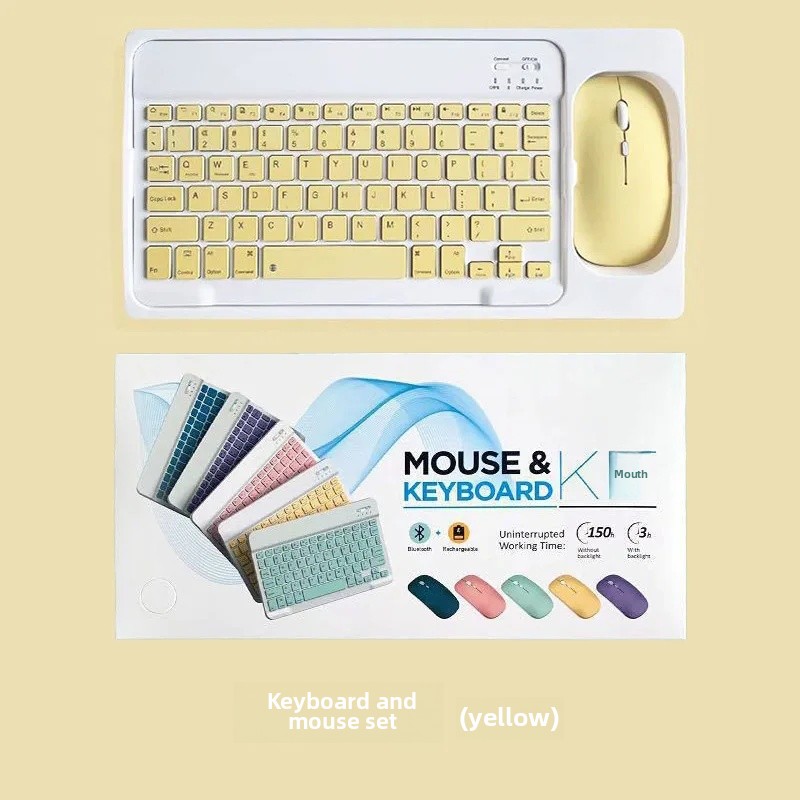 Bluetooth Keyboard Mouse Set for iPad Mobile Phone Tablet 10 Inch Small Language Bluetooth Keyboard Suitable for Office And Comp: 2