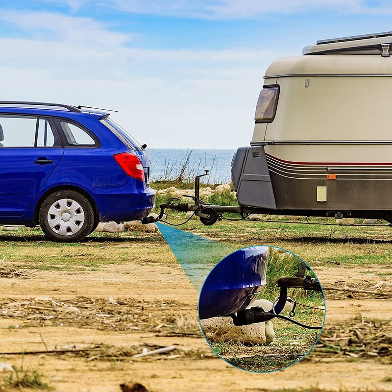 Heavy Duty 7 Way Trailer Plug Inline Cord Wire Harness Cable Double Prongs Connector 8 Feet for Truck Camper RV