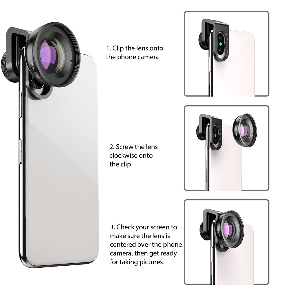 APEXEL óptica HD Cámara lente del teléfono 30-80Mm lente Macro Super lentes Macro para IPhone 7 8 Xs Max Huawei Xiaomi todos los teléfonos inteligentes