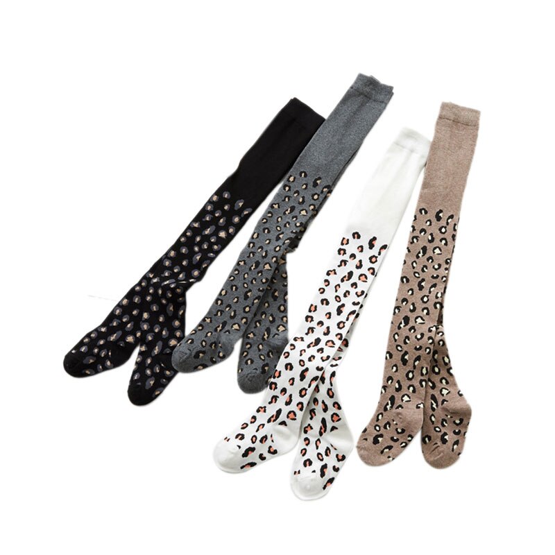 Cathery høst vinter baby jenter tights smålåve jente leopard mønster strømpebukser låve bomull varme strømper ensfarget godteri farge tights