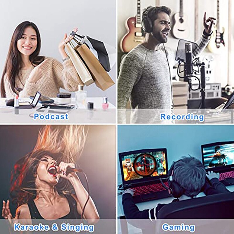 Top Deals BM838 USB Condenser Studio Microphone Set Vocal PC Recording Musical Microphone Set for Radio Braodcasting Mic Stand