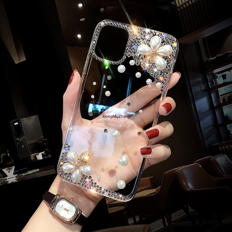 Bloem Telefoon Case Voor Motorola Moto G Stylus 5G 4G G Power G Play G 5G Plus Handgemaakte Strass Bling Clear Cover: for G Stylus 5G 2021 / style1