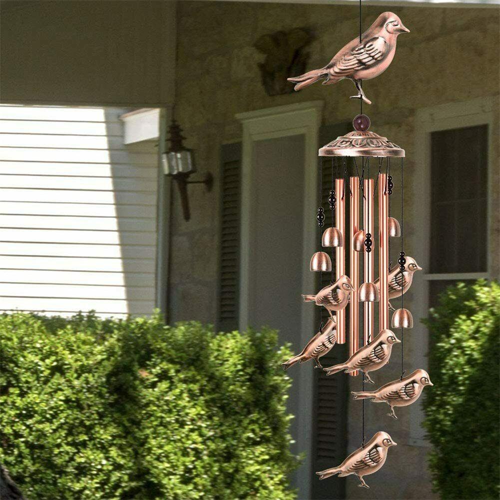 Koperen Buis Windgong Vogel Buterfly Overhandigen Bel Hanger Outdoor Tuin Pastorale Retro Stijl Windgong Klokken Decoratie