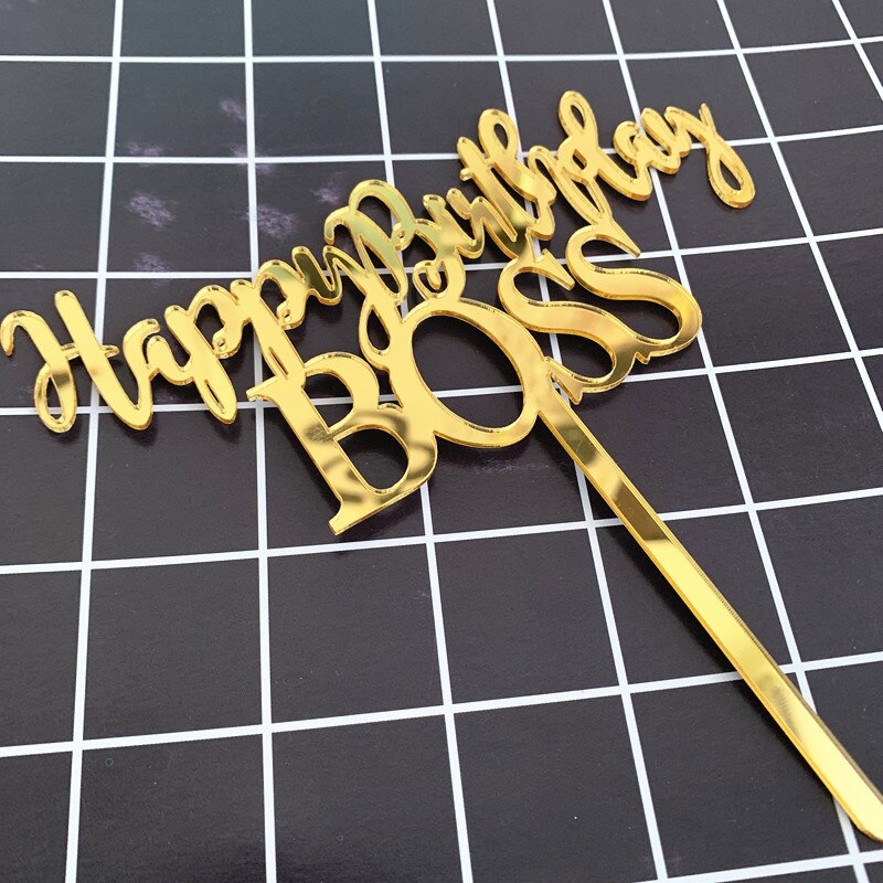 Acrylic Happy Birthday Boss Cake Topper Adult Party Favors Baking Decorating Supplies Decorations Cake Toppers