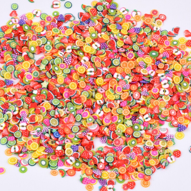 1000 stücke Obst Scheiben Charms Für Kinder Lizun DIY Liefert Polymer Klaren Ton Streusel Kitt Nail art Handwerk Bildung Spielzeug