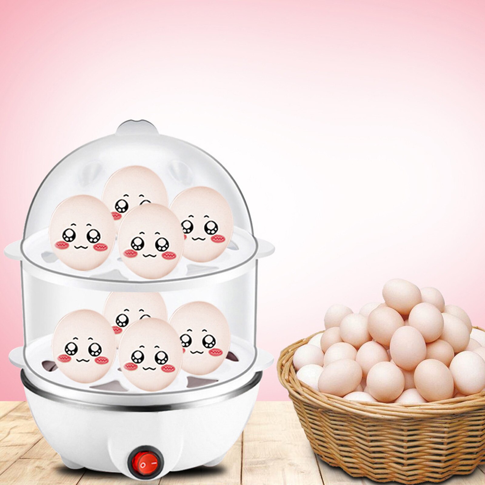 Egg Steamer Double-layer Egg Cooker Stainless Steel Breakfast Machine Multi-function Boiled Egg Artifact Mini Small Steamer