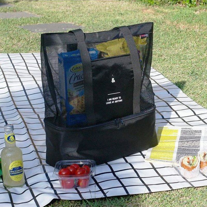 High Capacity Women Mesh Transparent Bag Double-layer Heat Preservation Large Picnic Beach Bags