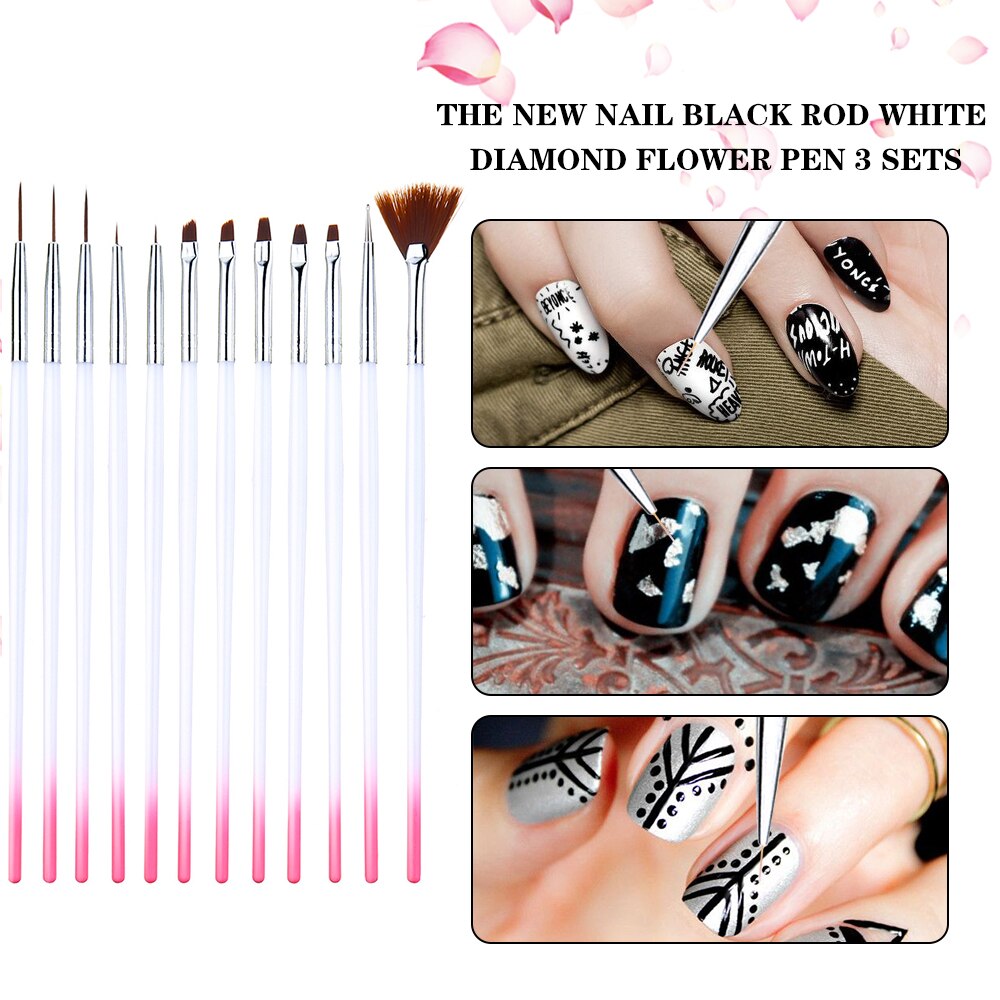 Brosse à ongles pour manucure Gel brosse pour Nail Art 12 pièces/ensemble Ombre brosse pour dégradé pour Gel vernis à ongles peinture dessin