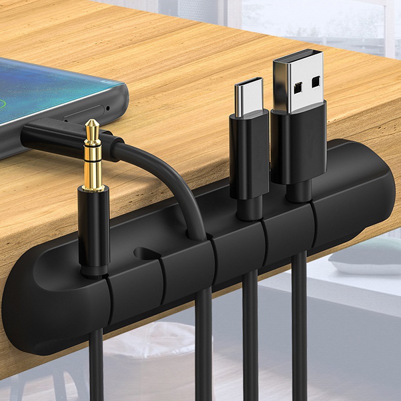 Kabel silikonowy Organizer do słuchawek słuchawka mysz ładowarka kabel USB biurko Winder elastyczny kabel do zarządzania kabel z zaciskami uchwyt
