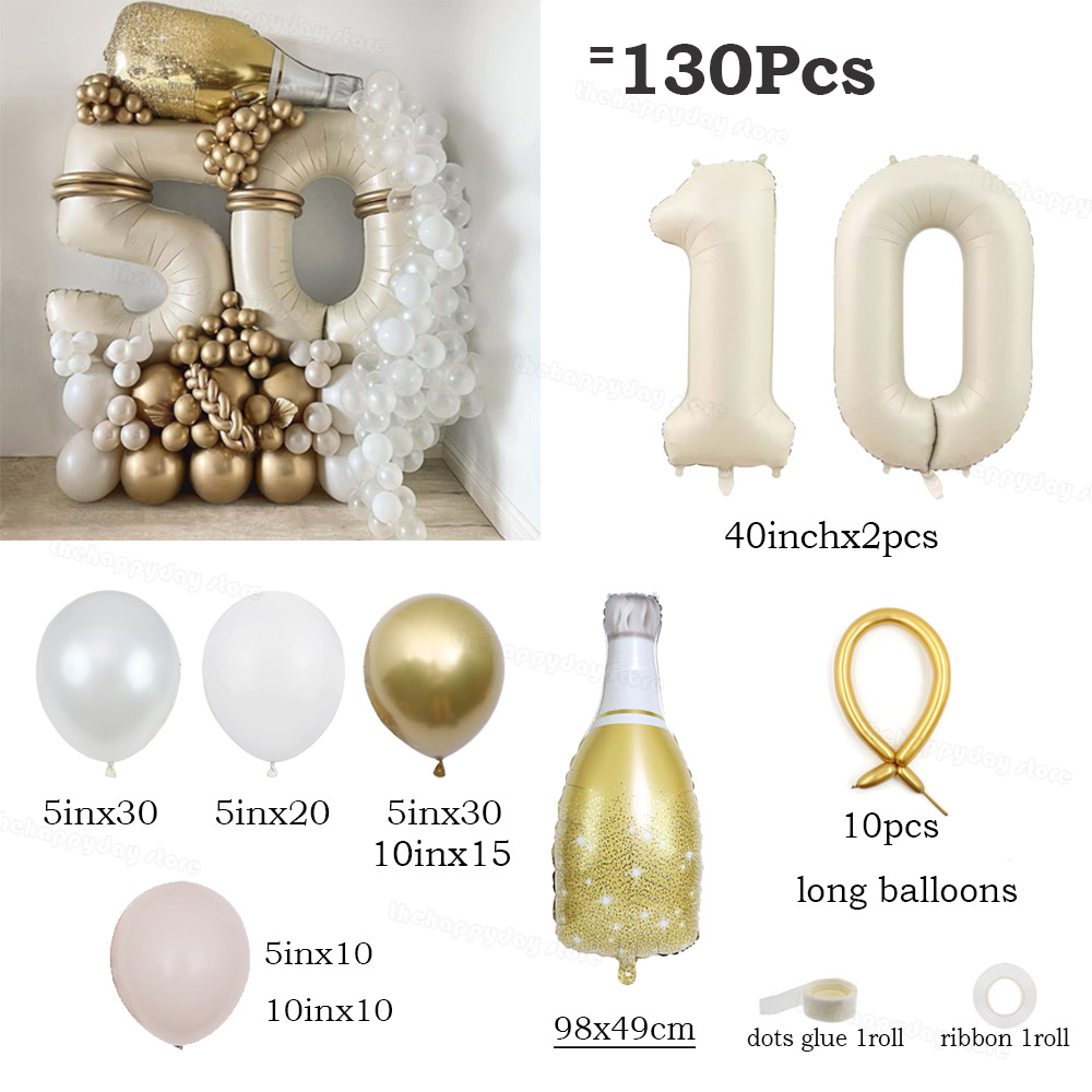 130 Uds. Juego de globos con números de oro blanco y arena crema, globos de aluminio con números de 40 pulgadas para decoraciones de de feliz 20 30 40 50 cumpleaños: Verde menta