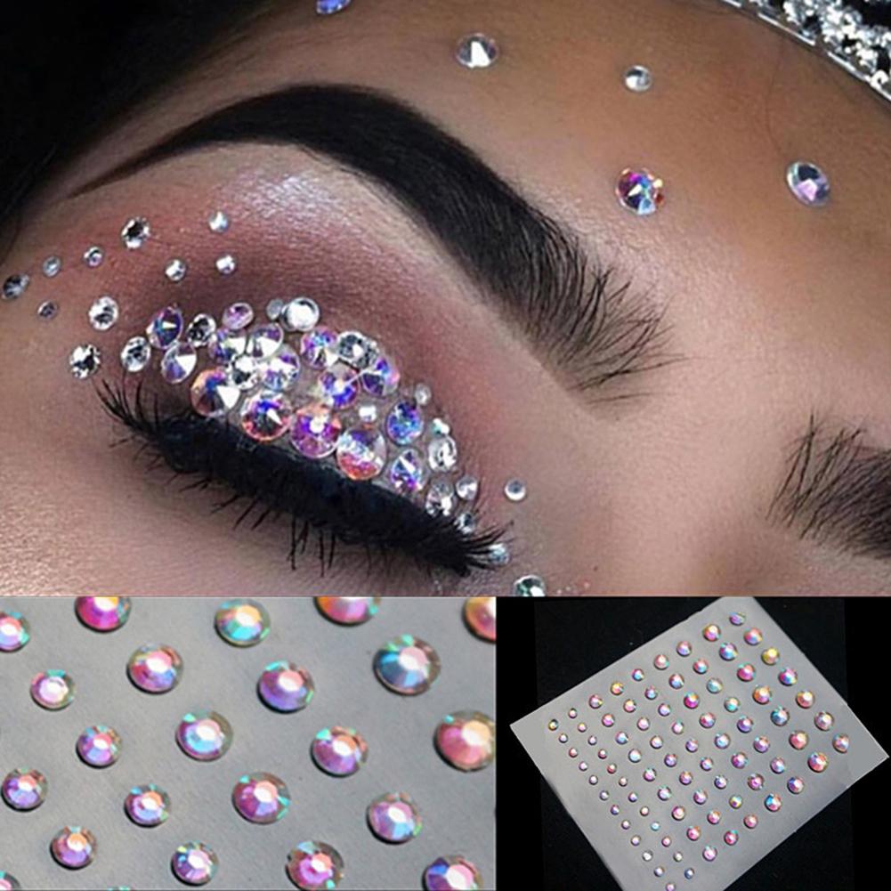 Kropp ansikte smink tillfällig glitter ögon klistermärken diy nail art strass dekor