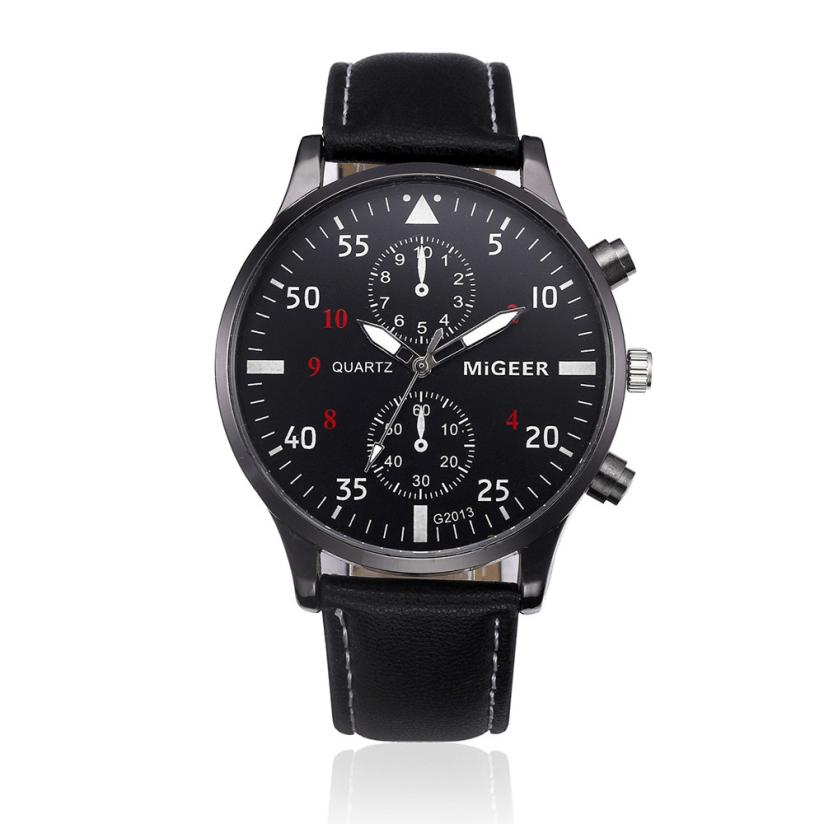 Heren Horloge Retro Lederen Band Analoge Lichtmetalen Quartz Horloge Top Business ClockB50