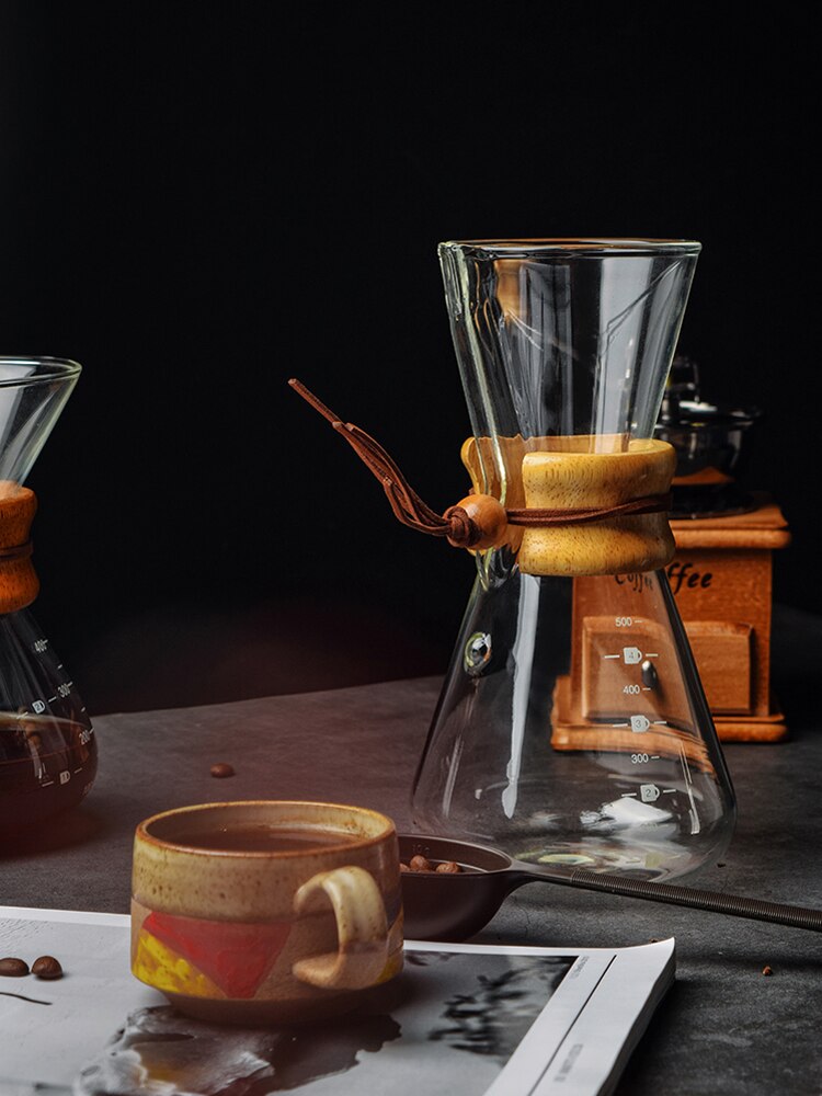 400/600ML High-borosilicate Glass Pour-over Coffee Pots Manual Drip Pot High Temperature Resistant Glass Coffee Maker Coffeeware