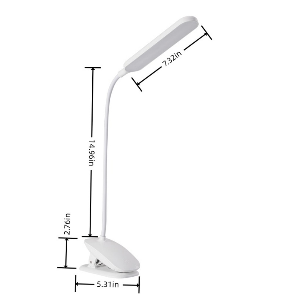 1 pcled clip-on bureaulamp, drie kleurtemperaturen, instelbare helderheid, geschikt voor studentenkamers, kantoren en nachtkastjes.