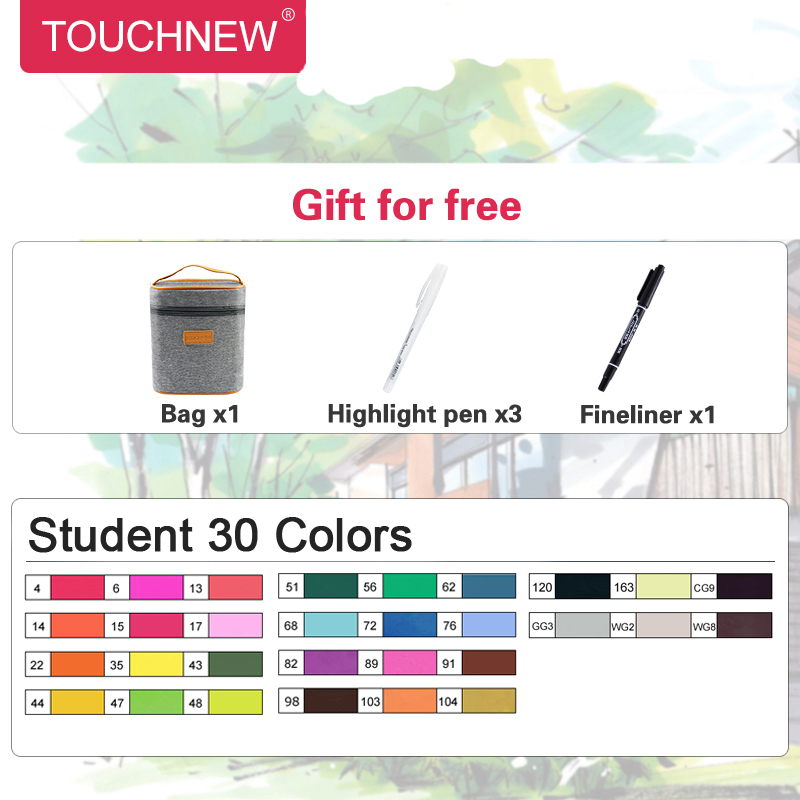 Touchnew Brush Markers Set Oil Soft Brush Pens Alcohol Markers Drawing Sketch Marker Art Supplies for Artist School Stationary: Student 30colors