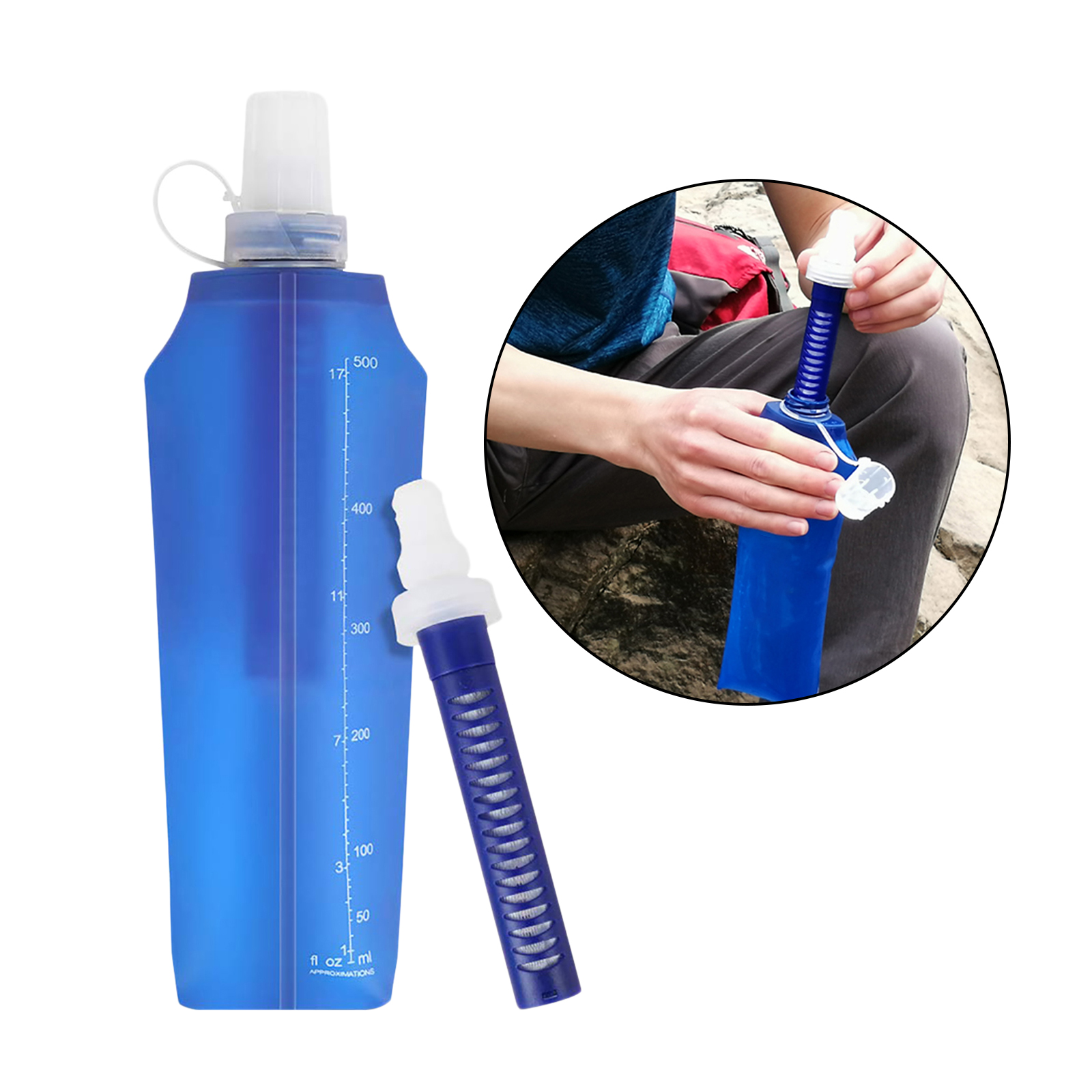 Opvouwbare Water Filter Fles Bpa Gratis Gefilterd Water Bag Voor Camping