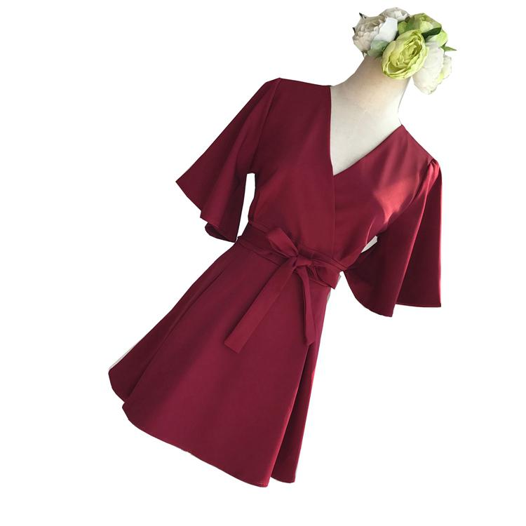 Monos elegantes de manga corta con cinturón para mujer, petos ajustados con cuello en V, coreana: 5