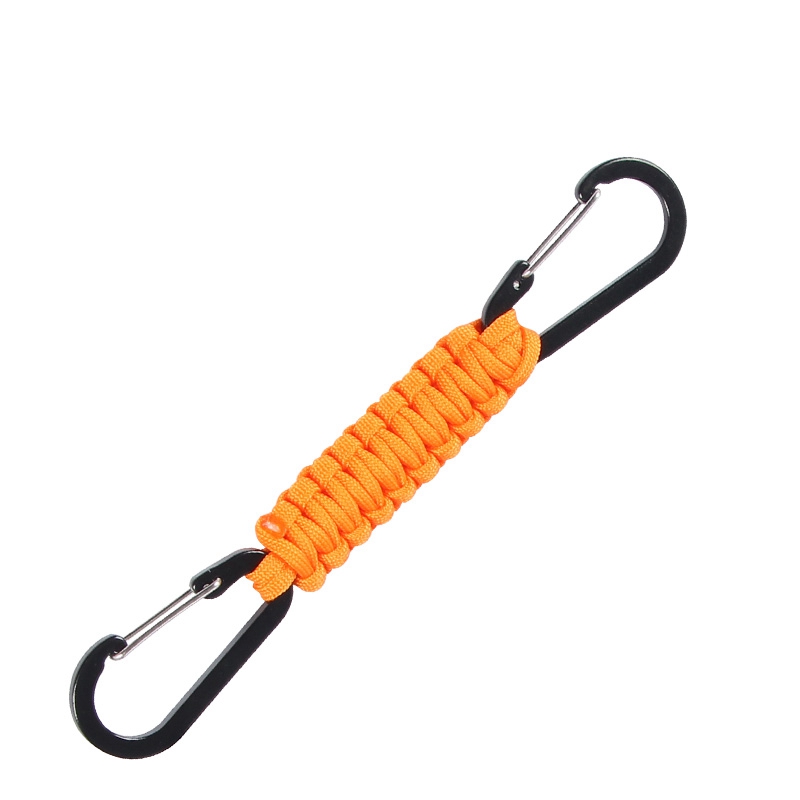 Paracord nyckelring dubbel karbinhake flätad nyckelband överlevnad nödknut verktyg för nycklar utomhus camping vandring ryggsäck