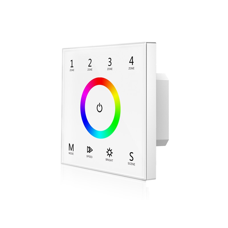 Led RGB Strip Controller Wall Mount Touch Panel DMX master Controller and 2.4GHz RF Wireless Dual Function 100V-240V 4 Zone T13