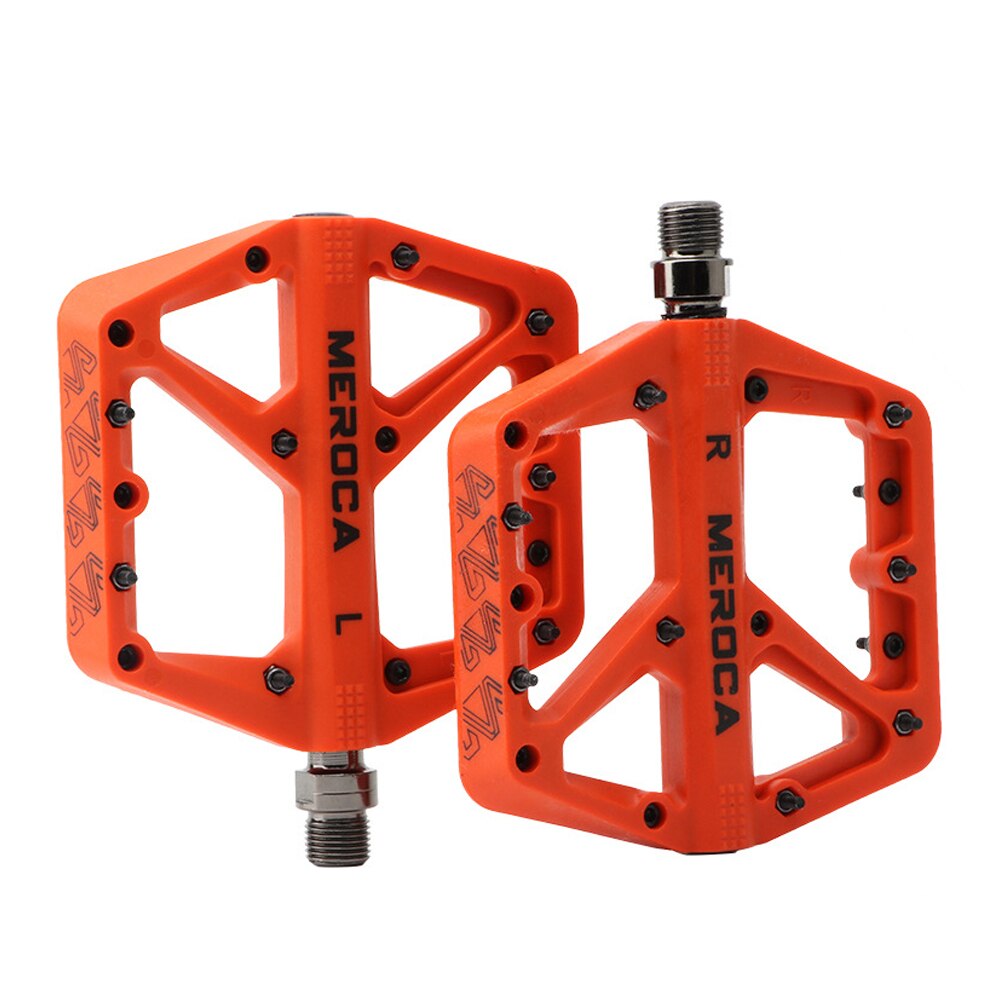 MEROCA-pedales ultraligeros planos para bicicleta de montaña, de nailon, con plataforma: Orange