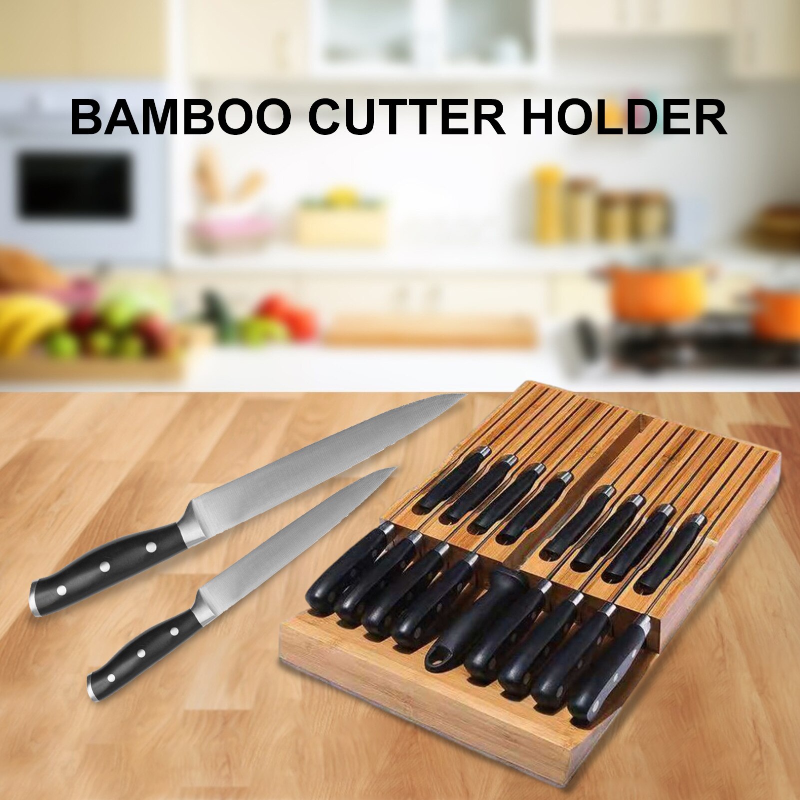 Bamboo Knife Block Holder Cutter Storage Rack Cutl... – Vicedeal