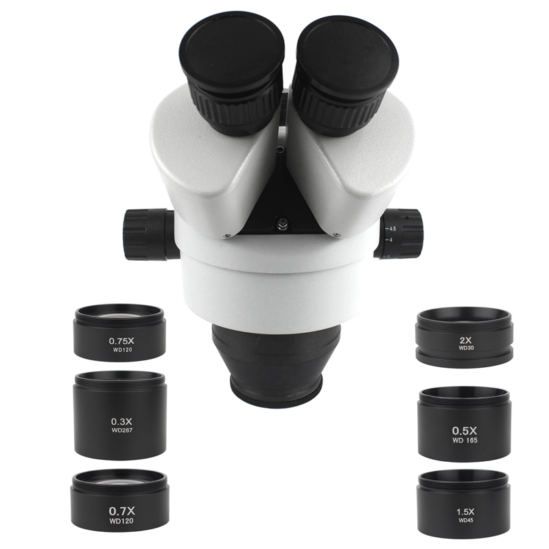 WD165 0.5X 0.7X 0.75X 1.5X 2.0X Auxiliary Objectief Draad 48Mm Barlow Glas Lens Voor Stereo Trinoculaire Microscoop