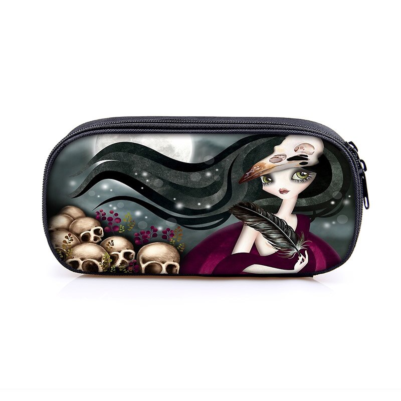 Cartoon Gothic Girls drukuj torby kosmetyczne pojemnik na ołówki kobiety kosmetyczka nastolatek dziewczyna piórnik torba stacjonarna prezent: qbbgete22