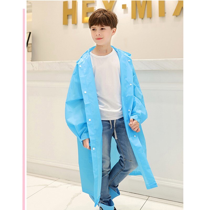Kids Long Transparent Plastic Raincoat Rain Coat Poncho Waterproof Hooded Rainwear Children Girl Boy Rain Jacket